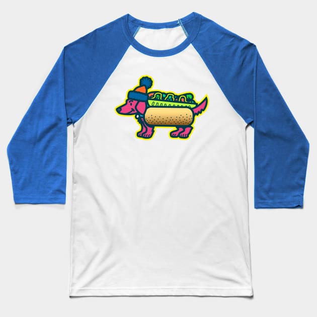 Da Chicago Mustard Dog Baseball T-Shirt by DangerHuskie